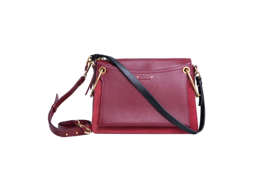 CHLOÉ ROY MEDIUM LEATHER AND SUEDE BURGUNDY