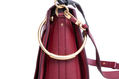 CHLOÉ ROY MEDIUM LEATHER AND SUEDE BURGUNDY