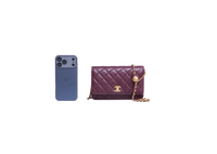 CHANEL PEARL CRUSH WALLET ON CHAIN LEATHER LAMBSKIN DARK RED WINE/ GOLD HDWR