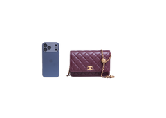 CHANEL PEARL CRUSH WALLET ON CHAIN LEATHER LAMBSKIN DARK RED WINE/ GOLD HDWR
