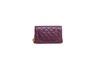 CHANEL PEARL CRUSH WALLET ON CHAIN LEATHER LAMBSKIN DARK RED WINE/ GOLD HDWR