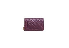 CHANEL PEARL CRUSH WALLET ON CHAIN LEATHER LAMBSKIN DARK RED WINE/ GOLD HDWR