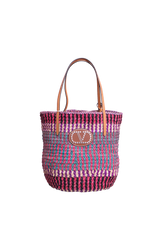 VALENTINO VLOGO SIGNATURE LARGE STRAW TOTE BAG MULTICOLOR