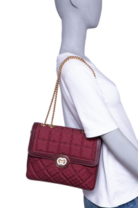 GUCCI DECO SMALL CANVAS/LEATHER INTERLOCKING G BURGUNDY