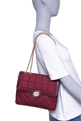 GUCCI DECO SMALL CANVAS/LEATHER INTERLOCKING G BURGUNDY