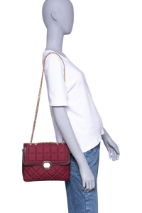 GUCCI DECO SMALL CANVAS/LEATHER INTERLOCKING G BURGUNDY