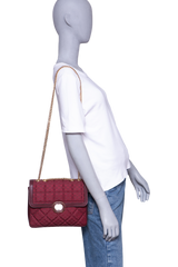 GUCCI DECO SMALL CANVAS/LEATHER INTERLOCKING G BURGUNDY