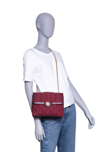 GUCCI DECO SMALL CANVAS/LEATHER INTERLOCKING G BURGUNDY