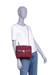 GUCCI DECO SMALL CANVAS/LEATHER INTERLOCKING G BURGUNDY