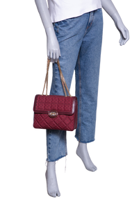 GUCCI DECO SMALL CANVAS/LEATHER INTERLOCKING G BURGUNDY