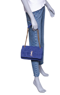 YSL JAMIE MEDIUM RAFFIA ROYAL BLUE