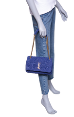 YSL JAMIE MEDIUM RAFFIA ROYAL BLUE