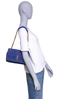 YSL JAMIE MEDIUM RAFFIA ROYAL BLUE