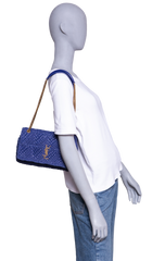 YSL JAMIE MEDIUM RAFFIA ROYAL BLUE