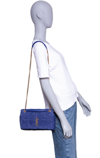 YSL JAMIE MEDIUM RAFFIA ROYAL BLUE