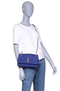 YSL JAMIE MEDIUM RAFFIA ROYAL BLUE
