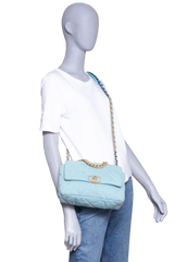 CHANEL 19 SMALL DENIM QUILTED POWDER BLUE