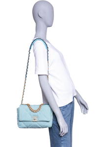 CHANEL 19 SMALL DENIM QUILTED POWDER BLUE