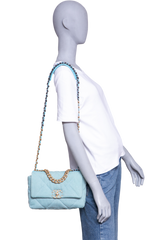 CHANEL 19 SMALL DENIM QUILTED POWDER BLUE