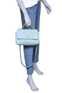 CHANEL 19 SMALL DENIM QUILTED POWDER BLUE