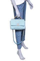 CHANEL 19 SMALL DENIM QUILTED POWDER BLUE
