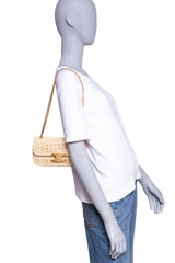 CELINE TRIOMPHE CHAIN SHOULDER RAFFIA