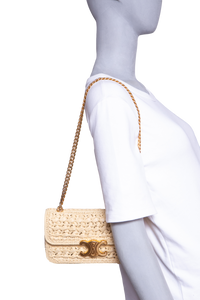 CELINE TRIOMPHE CHAIN SHOULDER RAFFIA