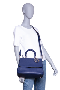 DIOR BE DIOR FLAP BAG GRAINED LEATHER NAVY