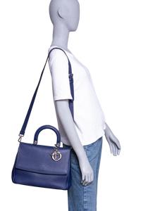 DIOR BE DIOR FLAP BAG GRAINED LEATHER NAVY