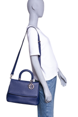 DIOR BE DIOR FLAP BAG GRAINED LEATHER NAVY