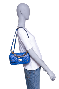 VALENTINO ROCKSTUD SPIKE SHOULDER BAG BLUE