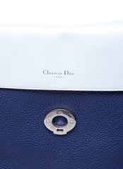 DIOR BE DIOR FLAP BAG GRAINED LEATHER NAVY