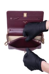 CHANEL PEARL CRUSH WALLET ON CHAIN LEATHER LAMBSKIN DARK RED WINE/ GOLD HDWR