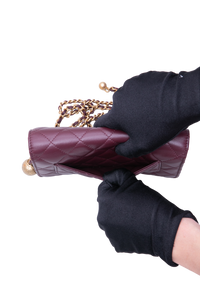 CHANEL PEARL CRUSH WALLET ON CHAIN LEATHER LAMBSKIN DARK RED WINE/ GOLD HDWR