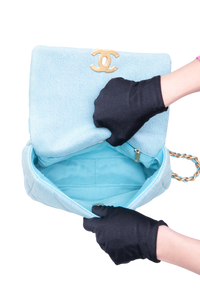 CHANEL 19 SMALL DENIM QUILTED POWDER BLUE