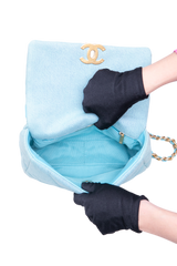 CHANEL 19 SMALL DENIM QUILTED POWDER BLUE