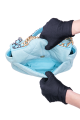 CHANEL 19 SMALL DENIM QUILTED POWDER BLUE