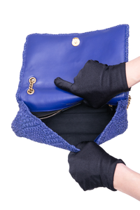 YSL JAMIE MEDIUM RAFFIA ROYAL BLUE