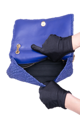 YSL JAMIE MEDIUM RAFFIA ROYAL BLUE