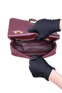 GUCCI DECO SMALL CANVAS/LEATHER INTERLOCKING G BURGUNDY