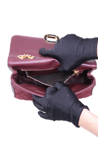 GUCCI DECO SMALL CANVAS/LEATHER INTERLOCKING G BURGUNDY