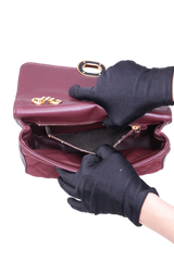 GUCCI DECO SMALL CANVAS/LEATHER INTERLOCKING G BURGUNDY