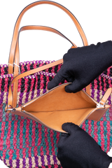 VALENTINO VLOGO SIGNATURE LARGE STRAW TOTE BAG MULTICOLOR