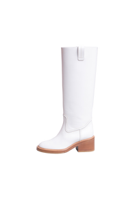 CHLOÉ WHITE LEATHER MALLO KNEE-HIGH BOOTS - 36 BR