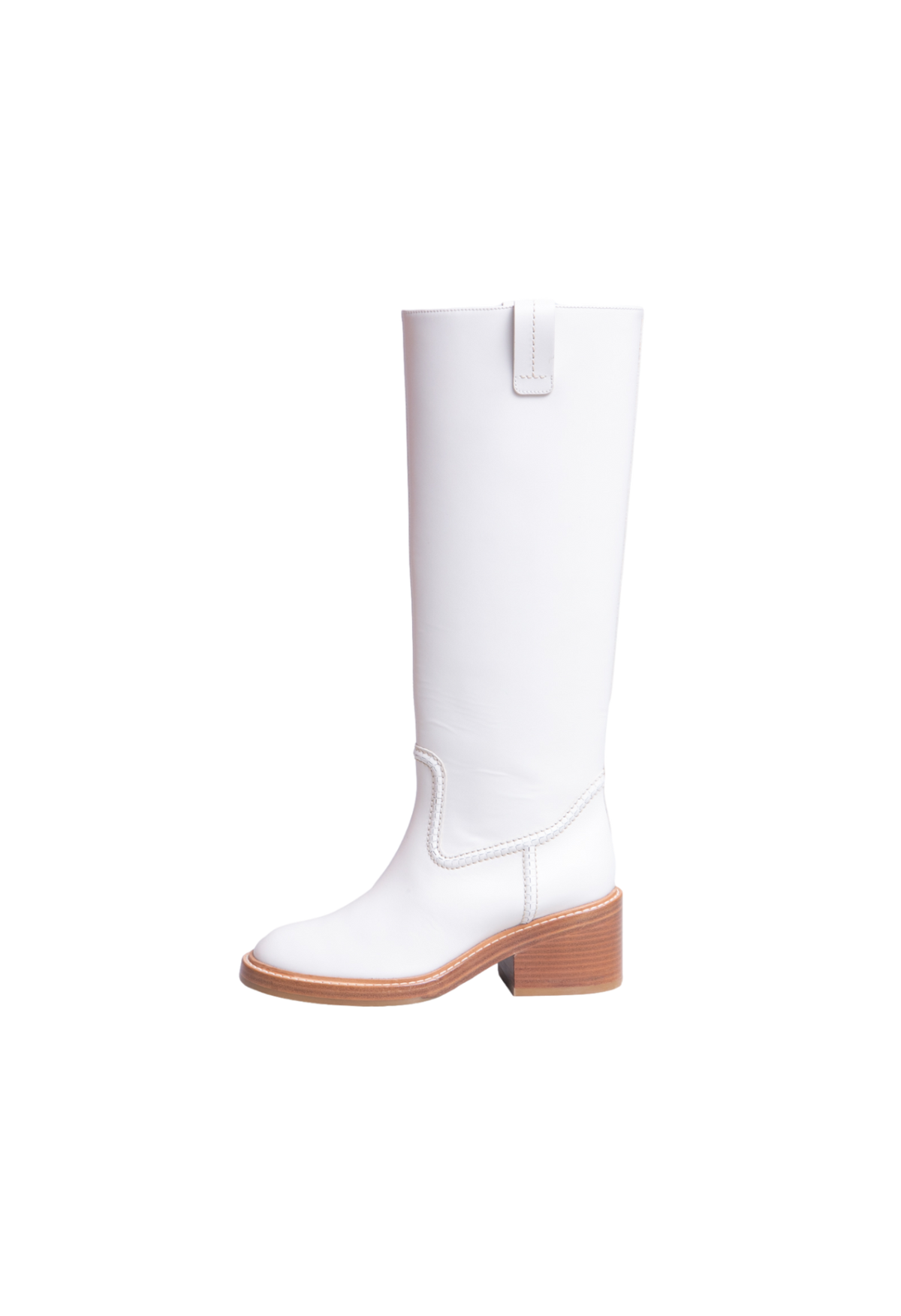 CHLOÉ WHITE LEATHER MALLO KNEE-HIGH BOOTS - 36 BR