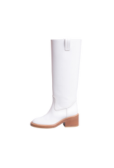 CHLOÉ WHITE LEATHER MALLO KNEE-HIGH BOOTS - 36 BR