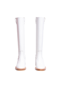 CHLOÉ WHITE LEATHER MALLO KNEE-HIGH BOOTS - 36 BR