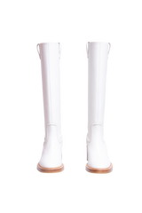 CHLOÉ WHITE LEATHER MALLO KNEE-HIGH BOOTS - 36 BR