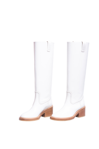 CHLOÉ WHITE LEATHER MALLO KNEE-HIGH BOOTS - 36 BR
