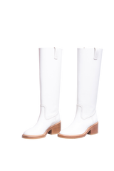 CHLOÉ WHITE LEATHER MALLO KNEE-HIGH BOOTS - 36 BR